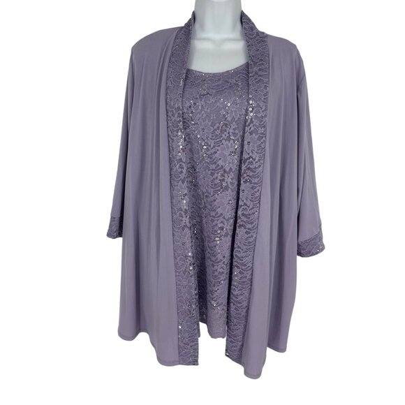 Catherines Purple Lace Sequin Tank Top & Long Cardigan Set Womens Plus Size 22W - Picture 1 of 11